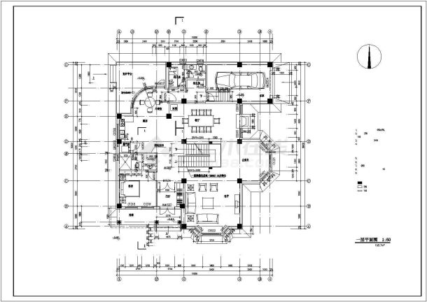 某地方别墅建筑设计施工CAD图-图二