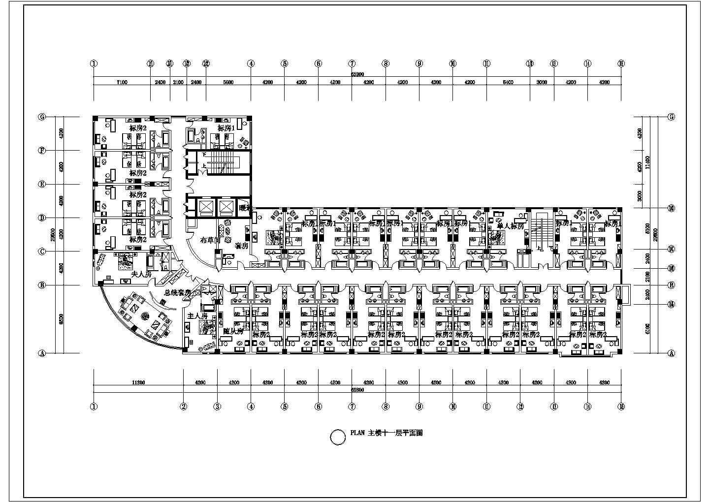 焦作林源大厦酒店建筑施工设计CAD平面图