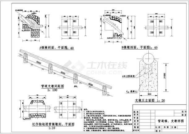 桥梁管道镇、支墩cad设计施工图-图二