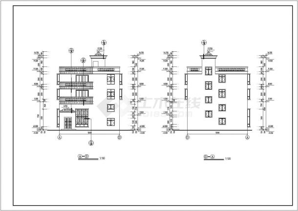 某私人住宅楼全套建筑设计施工CAD图-图二