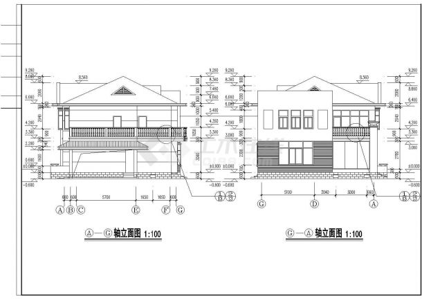 某地同升山庄C区B标准型别墅建筑设计施工CAD图-图二