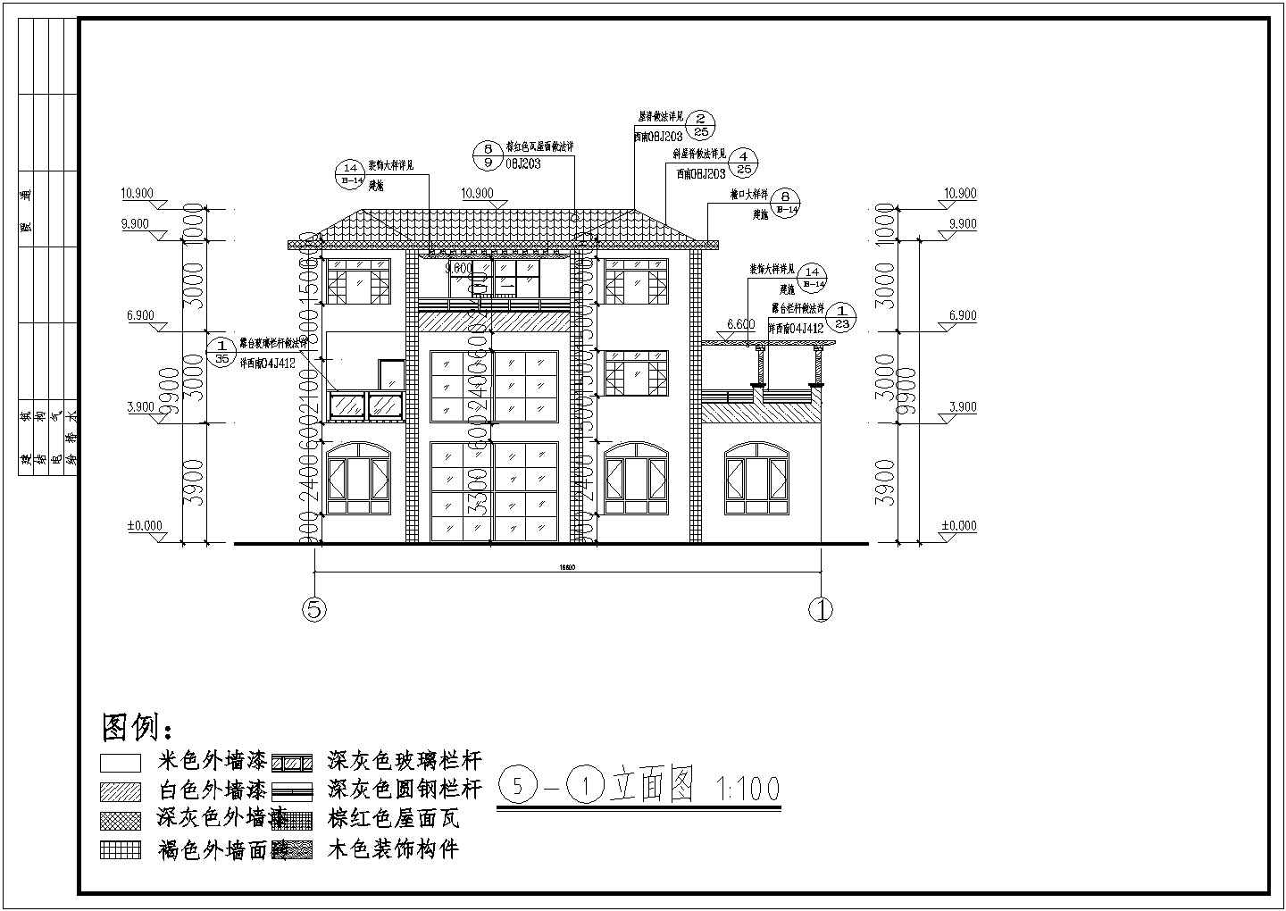 [贵州]某三层独栋别墅建筑CAD施工图