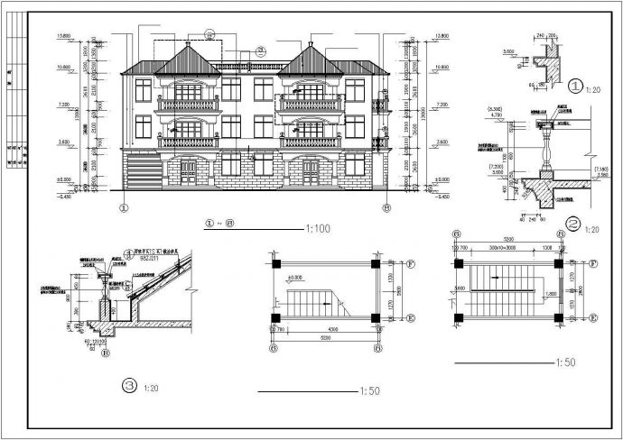[海口]某三层双拼别墅建筑CAD施工图_图1
