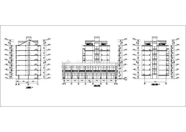 某老城区多层底商住宅楼建筑设计CAD施工图-图二