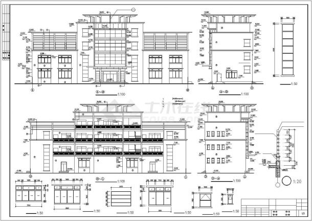 某4层办公楼建筑设计CAD施工图-图一