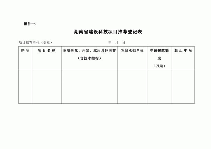 湖南省建设科技项目推荐登记表_图1