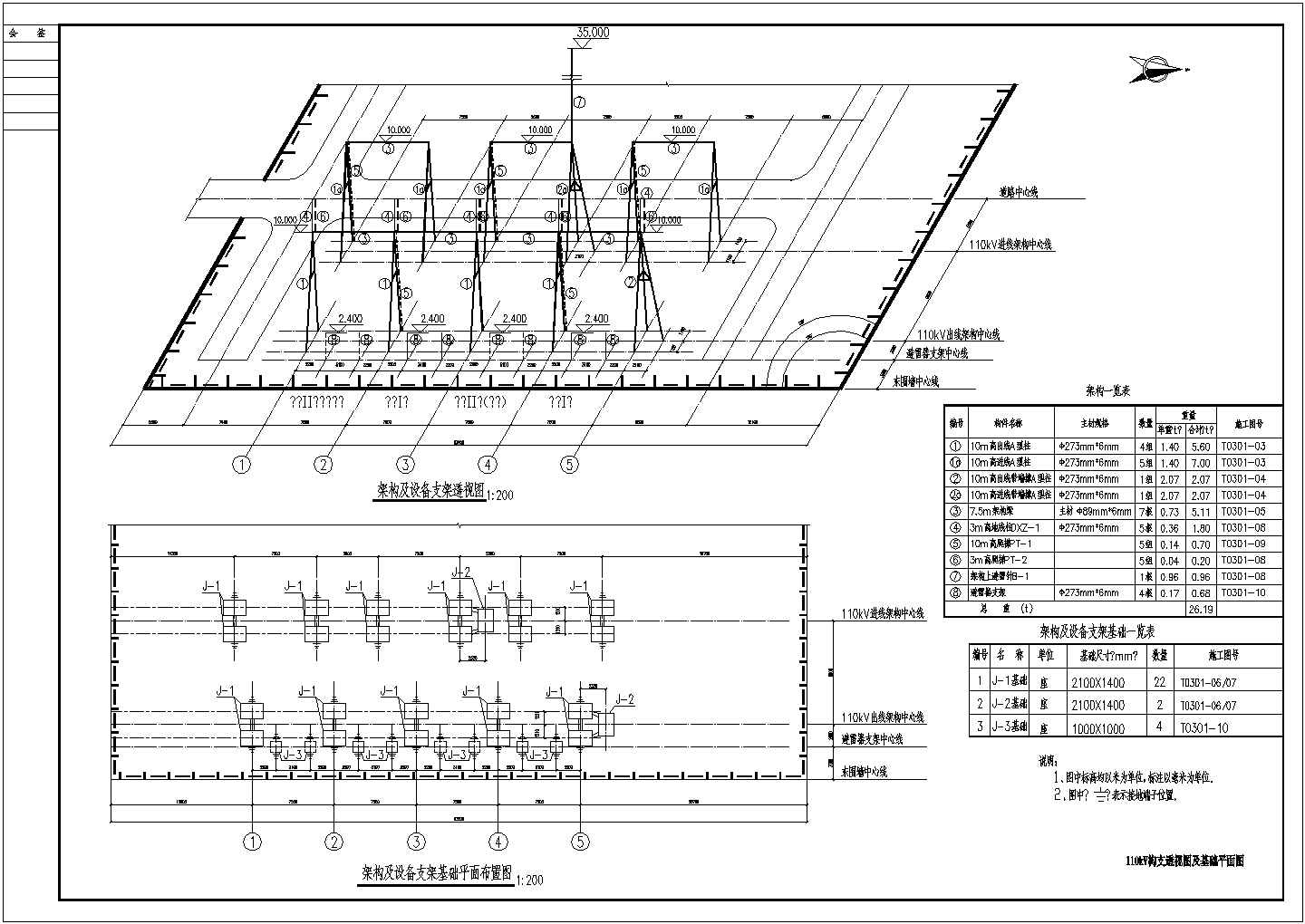 110KV变电站架构施工图（全）