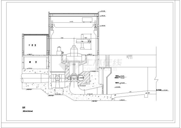 某水力发电站厂房cad设计建筑施工图纸-图二