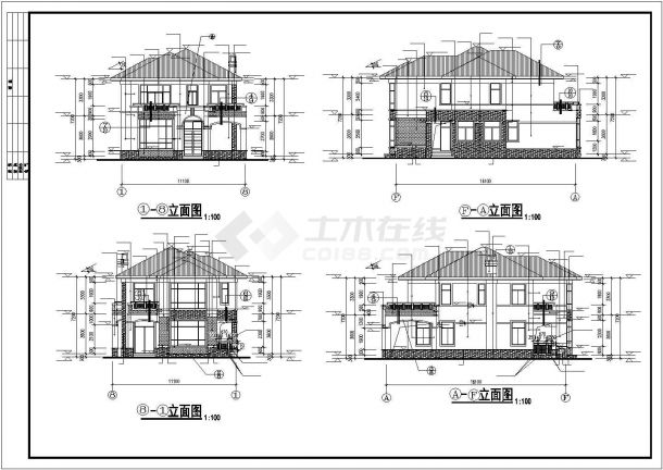 欧式别墅建筑结构施工CAD设计图-图二