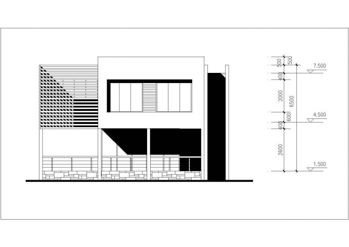 某市私人别墅建筑CAD平面布置参考图_图1