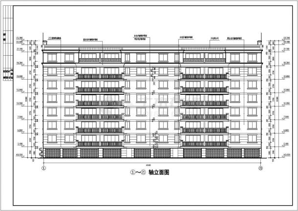 【江西省】某小区多层住宅建筑平立剖图-图二
