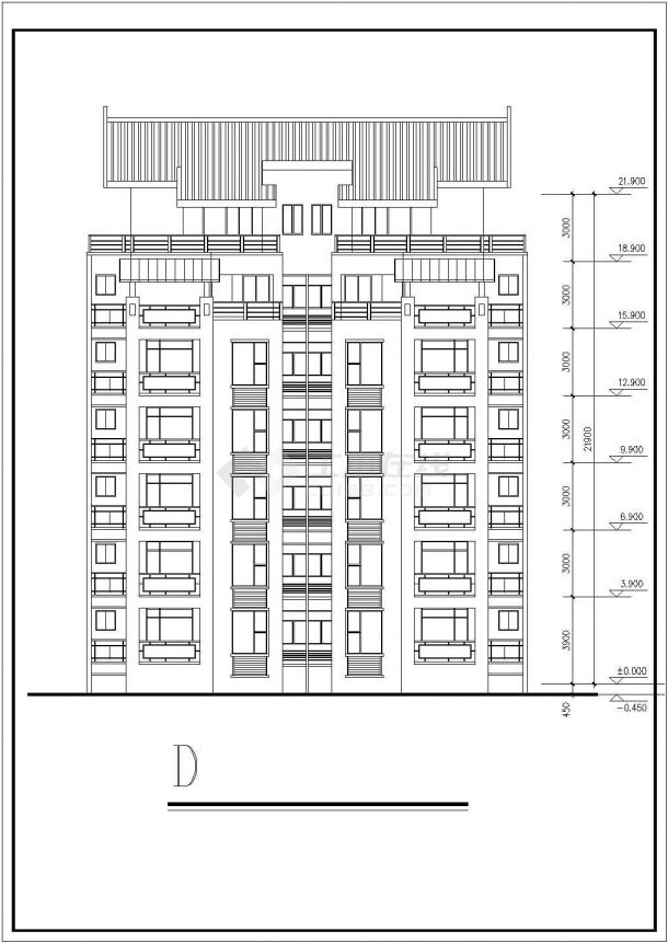 小区住宅建筑户型CAD参考图-图二