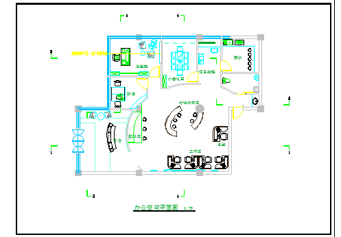 某城市公司室内装修建设参考CAD图纸-图一