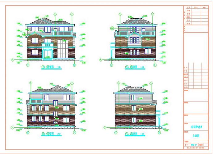 三层别墅图纸含建筑结构水电cad图纸_图1