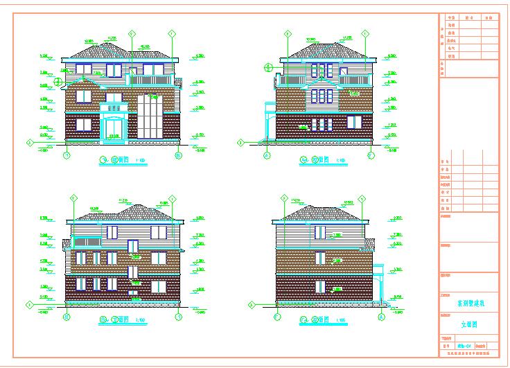 三层别墅图纸含建筑结构水电cad图纸