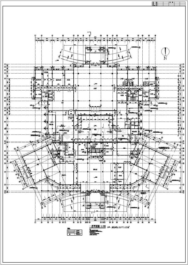 某宾馆建筑设计方案图纸（共5张）-图二