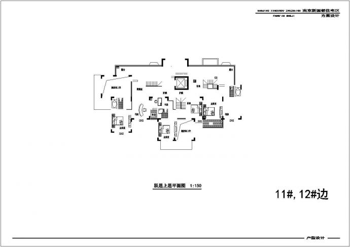 某小区一梯三户住宅CAD参考图_图1