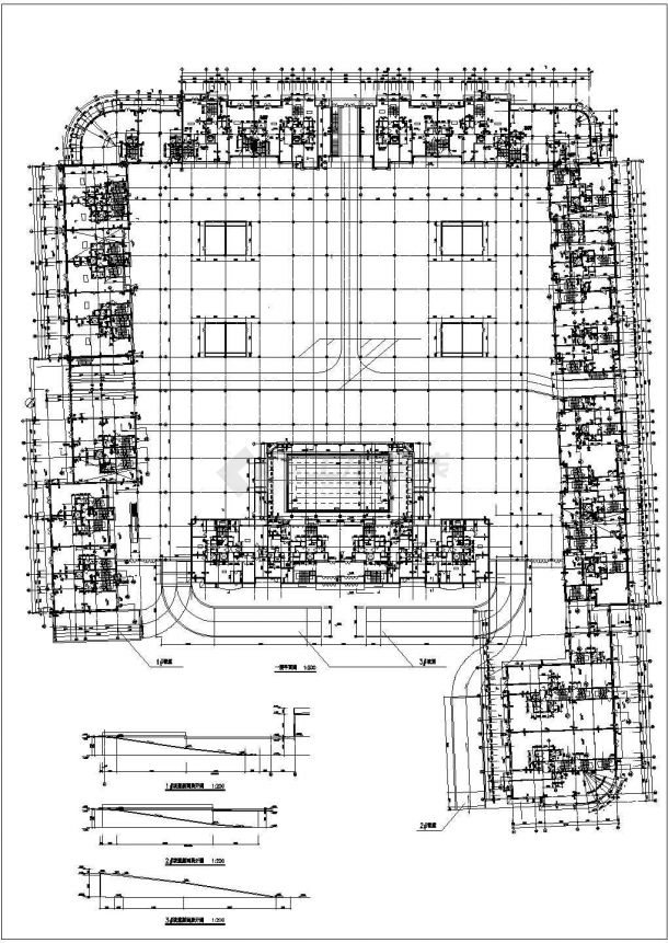某超市地下停车场CAD平剖面方案图-图二
