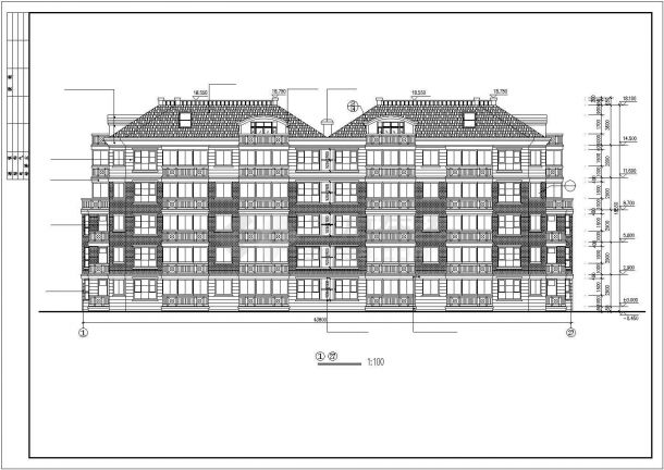 杭州市某县住宅区建筑剖面CAD参考图-图二
