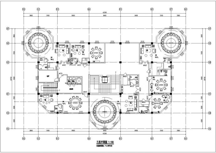 某三层酒楼酒店CAD设计平面图_图1