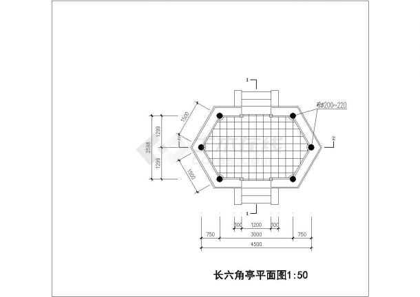 长六角亭建筑施工图（标注详细）-图二
