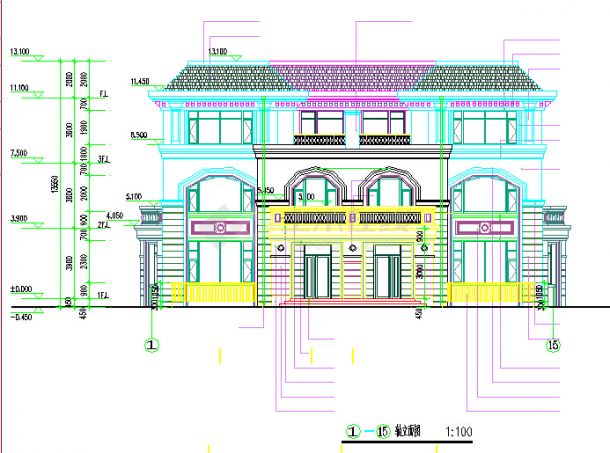 3层别墅建筑设计图-图一