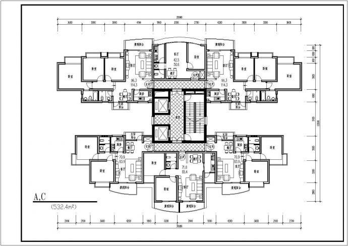 高层住宅户型经典设计图纸整理二_图1