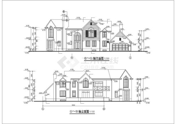 某地区西华园7号别墅建筑设计CAD施工图-图二