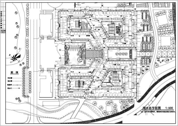 某市新校区排水设计cad方案总图-图一