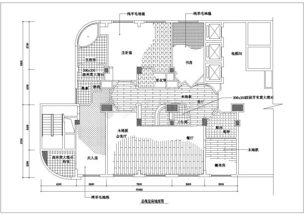 某总统套房装修设计cad全套施工图-图一