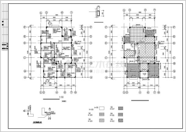某小区小型欧式别墅结构CAD布置图-图二