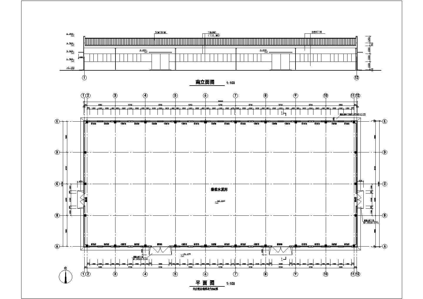 某水泥仓库设计cad建施图