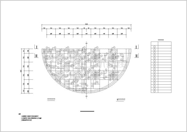 1000t圆形蓄水池CAD建筑施工方案图纸-图二