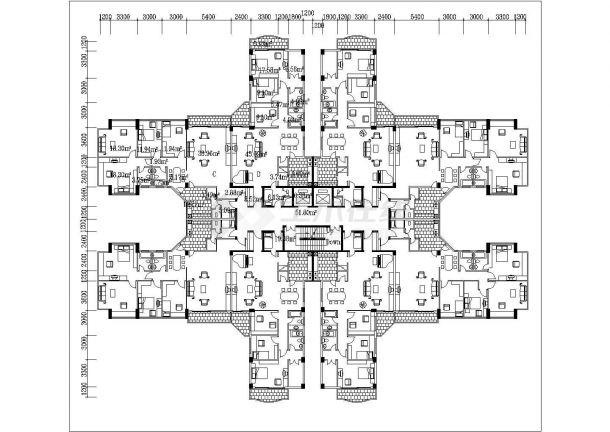 某市高层住宅平立面建筑设计图-图二