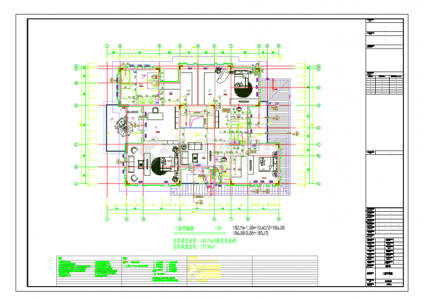 上海多层现代风格独栋别墅建筑设计施工图CAD图纸-图二