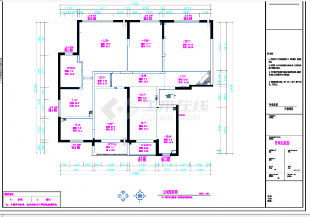 西安欧式风格三居室雅居室内设计施工方案图CAD图纸-图一