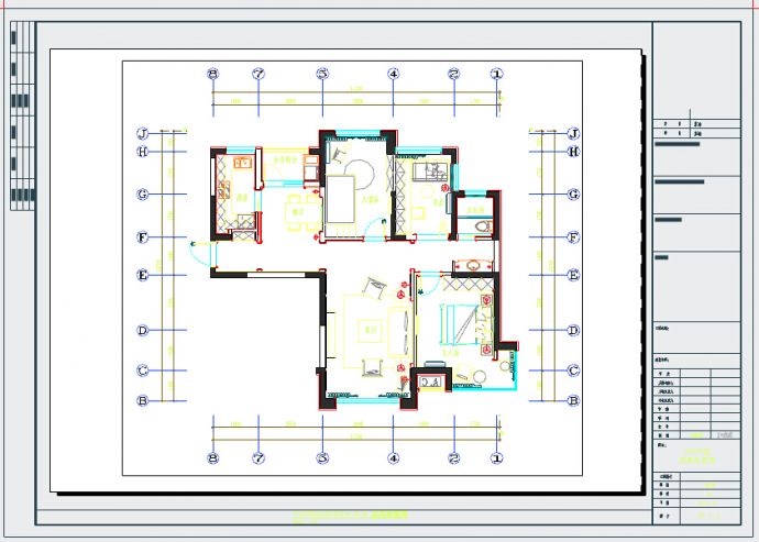 大连美式风格样板房施工图（含高清效果图及材料表）_图1