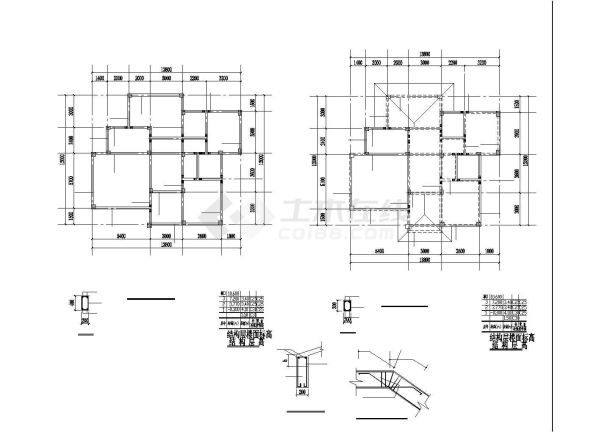 自建单体三层别墅结构施工图-图一