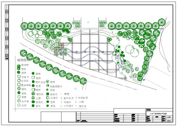 某地入口广场绿化配置景观设计施工图_图1