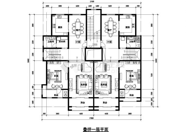 托斯卡纳风格叠拼别墅建筑设计图(含效果图)-图二