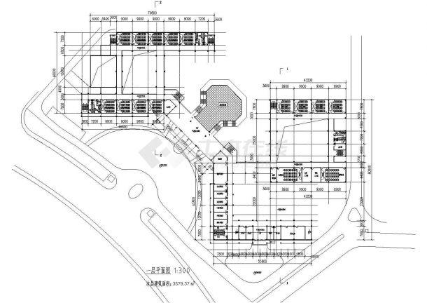 四层小学综合楼楼建筑施工设计方案图-图二