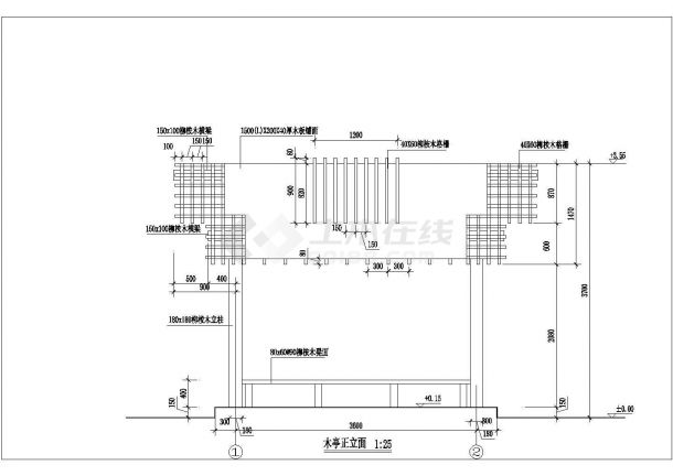 木亭子建筑CAD平面布置参考图-图一