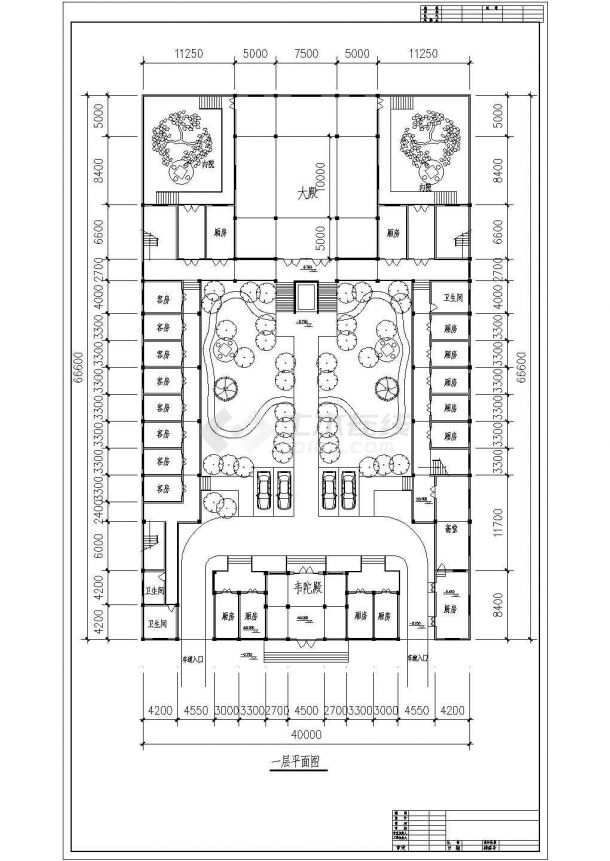 某仿古寺庙二层韦陀殿建筑设计图纸-图二