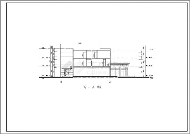 多层饭店建筑施工设计CAD图纸-图二