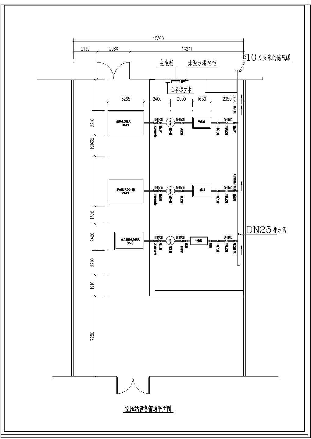 空压机管道流程图和冷却水管路系统图