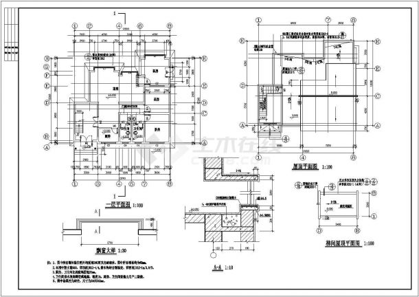 滨河茶馆建筑施工CAD设计图-图二