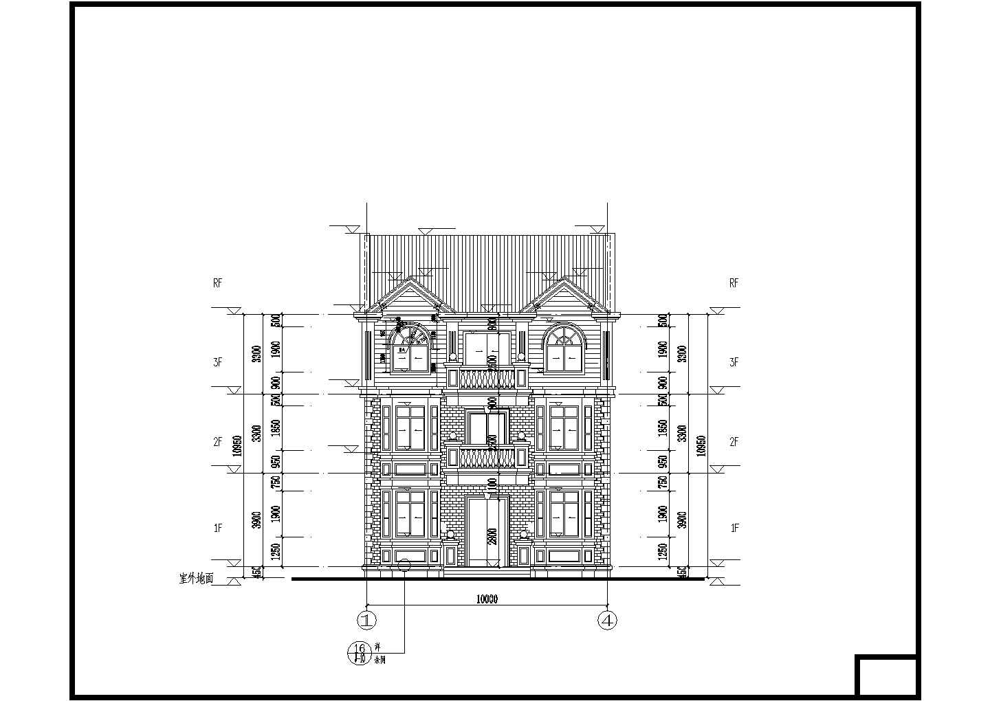 福建某地三层别墅建筑结构施工设计图