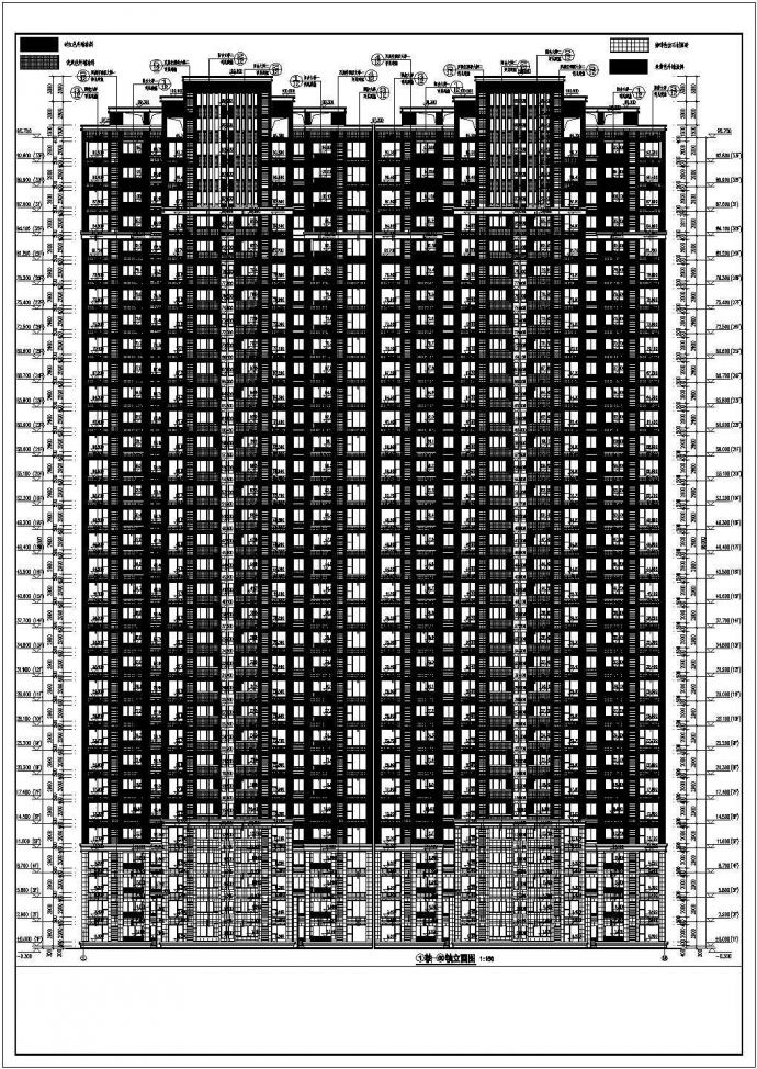 33层住宅楼一梯四户型全套施工图纸_图1