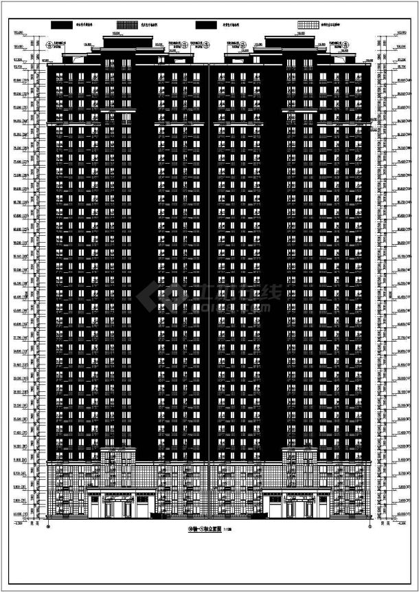 33层住宅楼一梯四户型全套施工图纸-图二