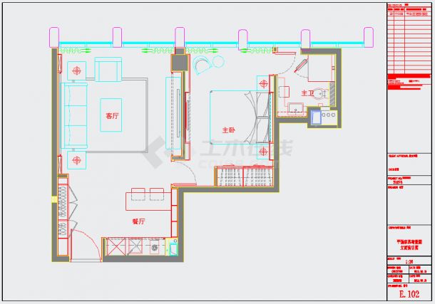现代便捷商务酒店客房样板间室内施工图（含效果图）-图二